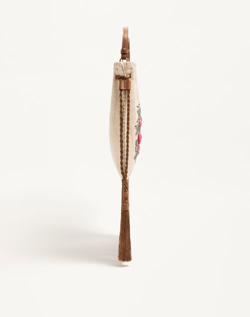 Valentino Garavani - Valentino Garavani Nellcôte Alice Embroidered Bag With Fringes - Natural/multicolour - Woman - Shoulder Bags